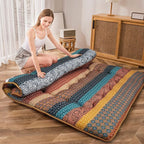 MAXYOYO Japanese Floor Mattress Futon Mattress, 4" Thicken Tatami Mat Sleeping Pad Foldable Roll Up Mat Boys Girls Dormitory Pad Kids Floor Lounger Pillow Bed, Charcoal Grey, Queen Size