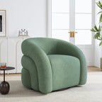 Boucle Swivel Barrel Accent Chair, No Assembly, Green, Set of 2 | Armchair Design, Boucle Fabric, Solid Wood Frame & 360° Metal Swivel Base, For Living Room, Bedroom, Reading & Waiting Room