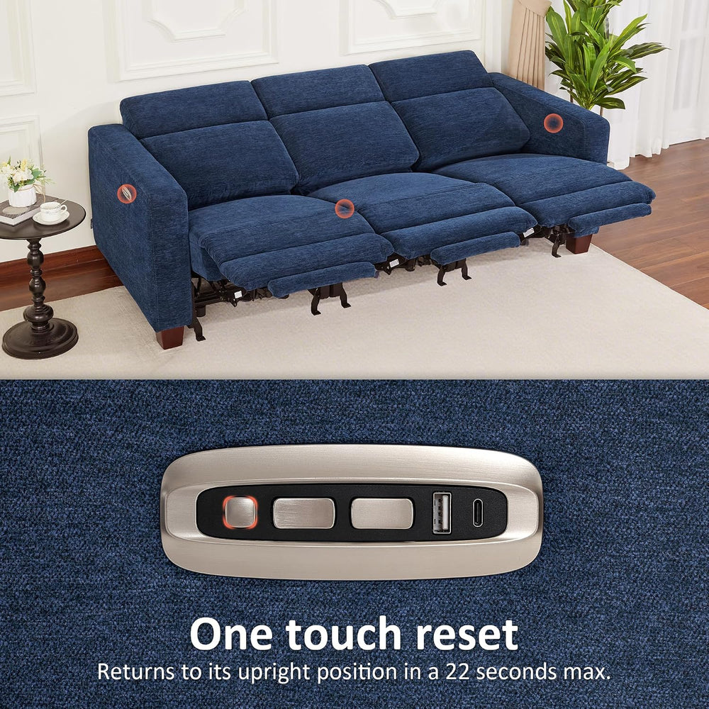 MCombo 85.4'' Zero Wall Hugger Power Recliner Sofa, HL198M3 (Navy Blu...