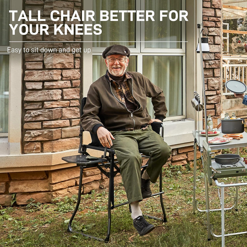 EVER ADVANCED Portable 30.7" Seat Height Tall Camping Directors Chair | ...