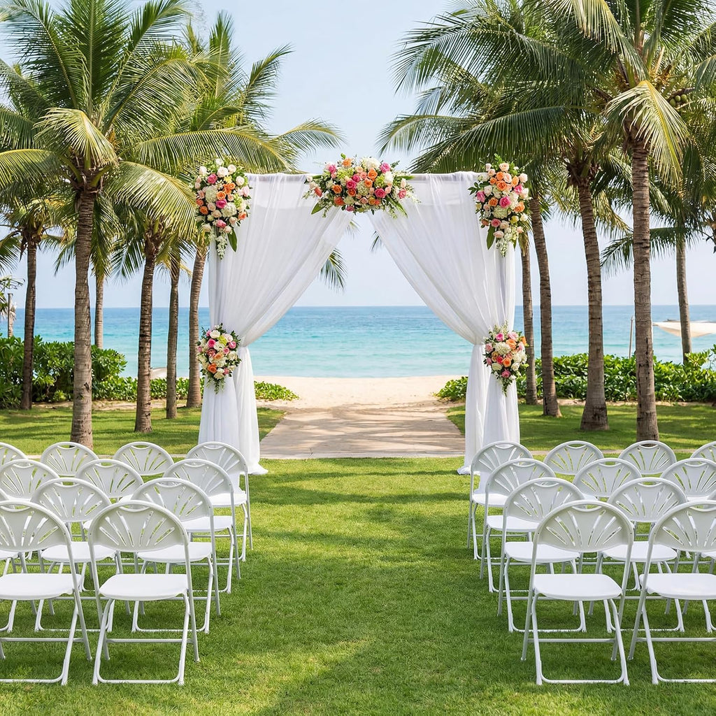 Folding Chair 2 Pack, Portable Foldable Chair with Ergonomic Design Back&Seat, Plastic Chairs for Party Wedding Dinning Indoor&Outdoor Use, Metal Frame Supports up to 350lbs, White