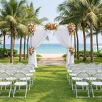 Folding Chair 2 Pack, Portable Foldable Chair with Ergonomic Design Back&Seat, Plastic Chairs for Party Wedding Dinning Indoor&Outdoor Use, Metal Frame Supports up to 350lbs, White