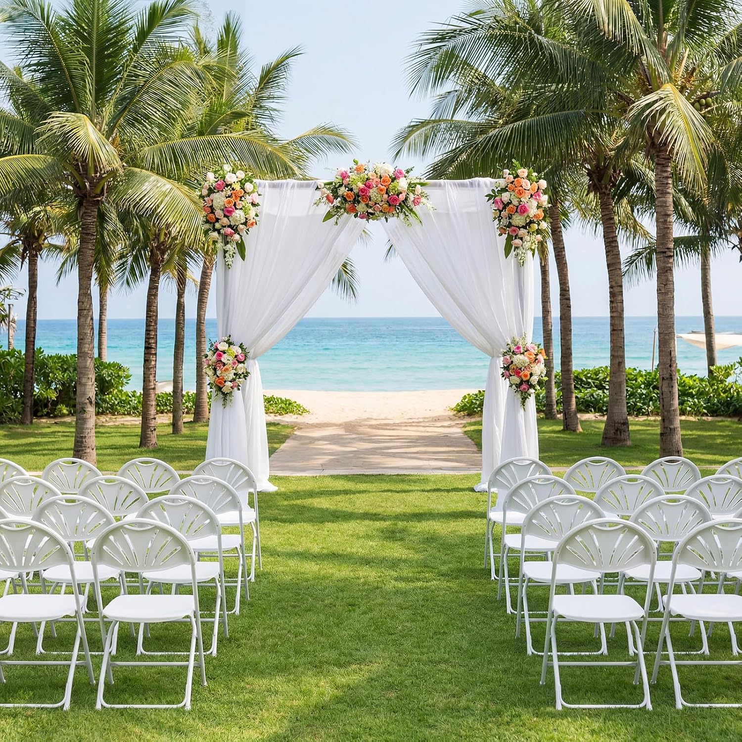 Folding Chair 2 Pack, Portable Foldable Chair with Ergonomic Design Back&Seat, Plastic Chairs for Party Wedding Dinning Indoor&Outdoor Use, Metal Frame Supports up to 350lbs, White