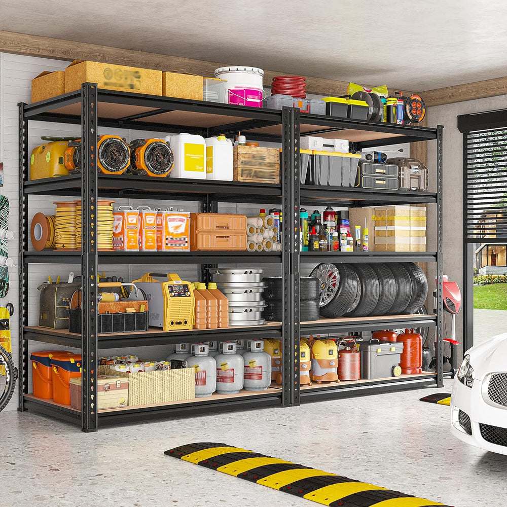 REIBII 2400LBS Garage Shelving 5 Tier Storage Shelves Heavy Duty, Adjustable ...