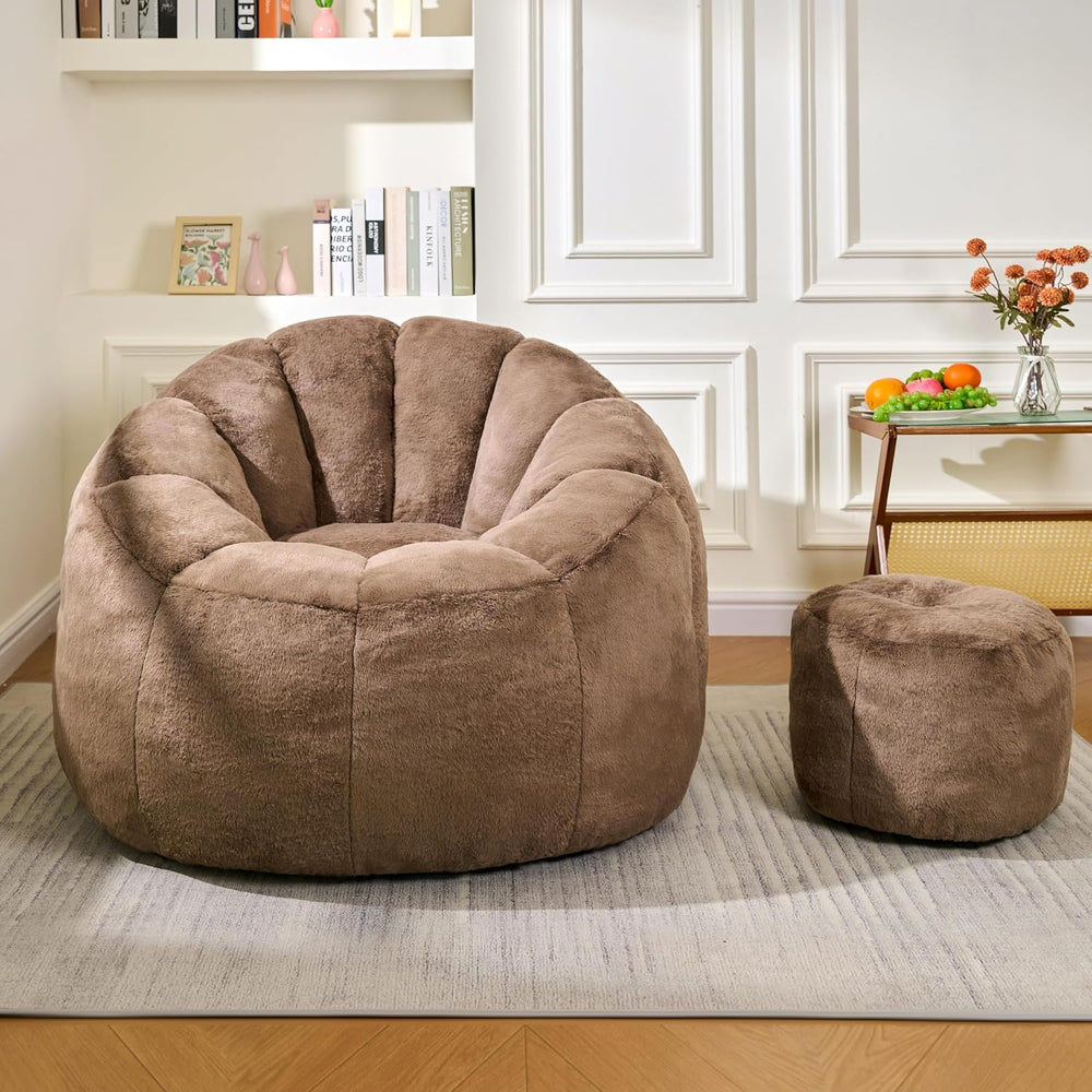 Bean Bag Chair, Bean Bag Chair with Ottoman, Stuffed Bean Bag Chairs with Fil...