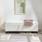 48" Storage Ottoman Bench, Ivory White | Faux Leather, Lift Top, For Living Room & Bed End, Upholstered Tufted PU
