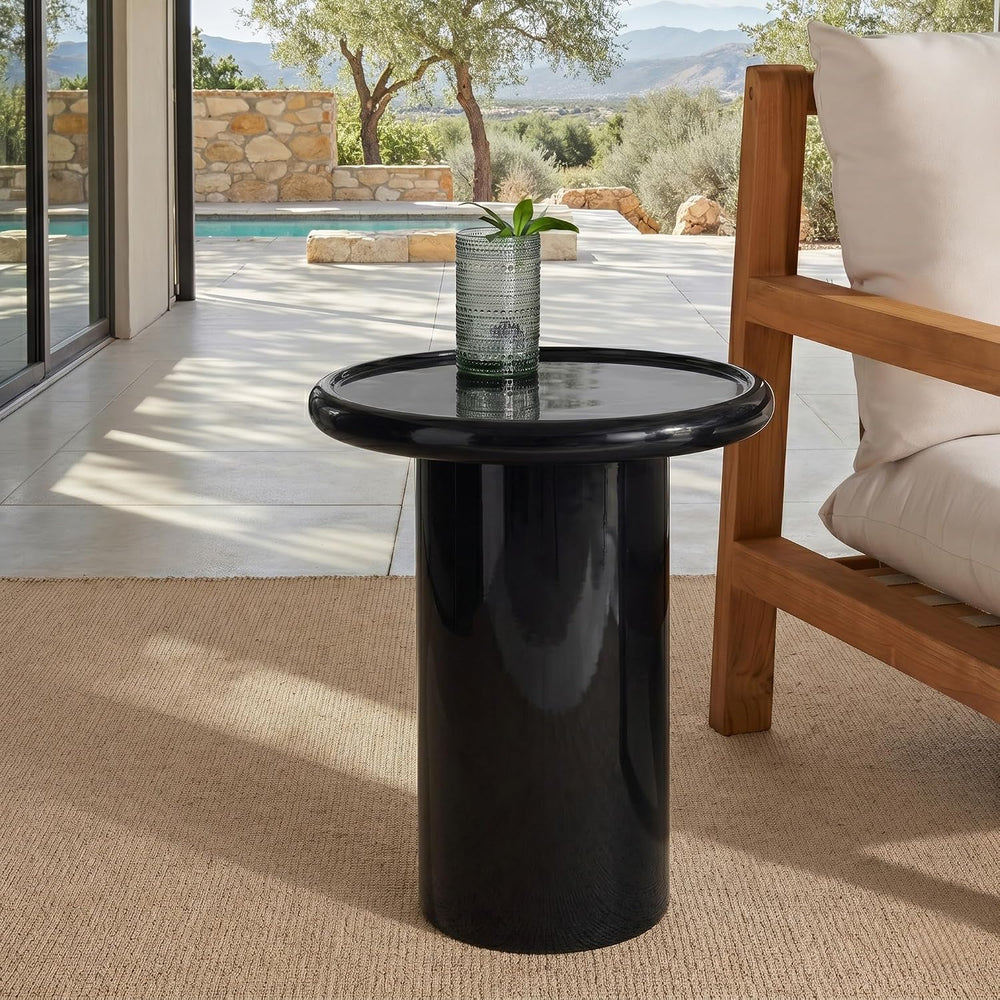 SAFAVIEH Couture Collection - Lolita Black Concrete Accent Table, Modern Roun...