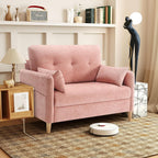 Urhanherry 47" Small Sofa Couch for Bedroom, Soft Chenille loveseat Mini Couch with Throw Pillow and Removable Cushion Cover for Small Spaces, Living Room, Apartment, Dorm, Office(Pink)