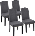Yaheetech Upholstered Dining Chairs Set of 4, Modern Kitchen Chairs with Nailhead Trims and Solid Wood Legs for Dining Room, Living Room, Restaurant, Fabric Armless Design, Dark Gray
