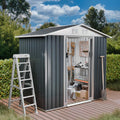 6FT x 4FT Outdoor Sheds Storage Anti-Corrosion Utility Tool House with Lockable Door & Shutter Vents Outdoor Waterproof Garden Tool Metal Storage Sheds（with Metal Foundation）