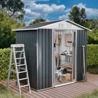 Outdoor Sheds 6FT x 4FT Outdoor Storage, Metal Anti-Corrosion Utility Tool House with Lockable Door & Shutter Vents，Outdoor Waterproof Garden Tool Metal Storage Sheds