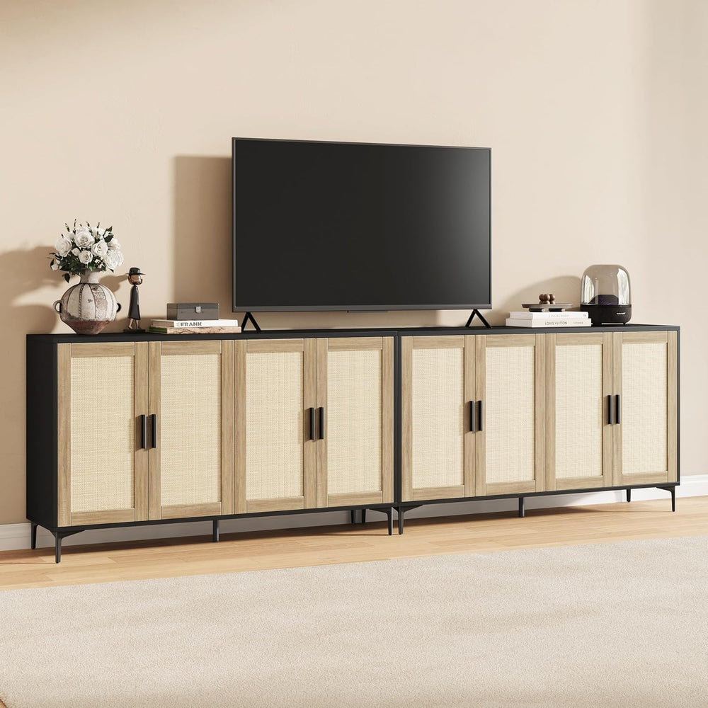 JASIWAY Buffet Cabinet with Storage, 48" Rattan Sideboard with Adjustabl...