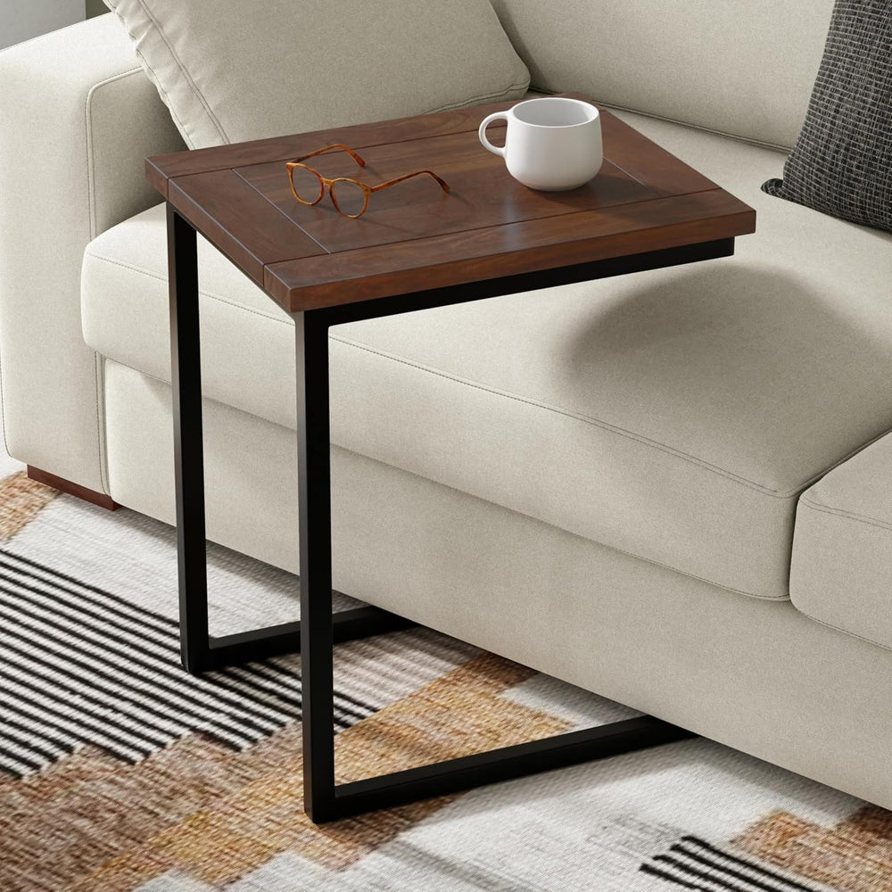 SIMPLIHOME Skyler C-Side Table - 16 inch Wide Solid Mango Wood and Metal Slid...