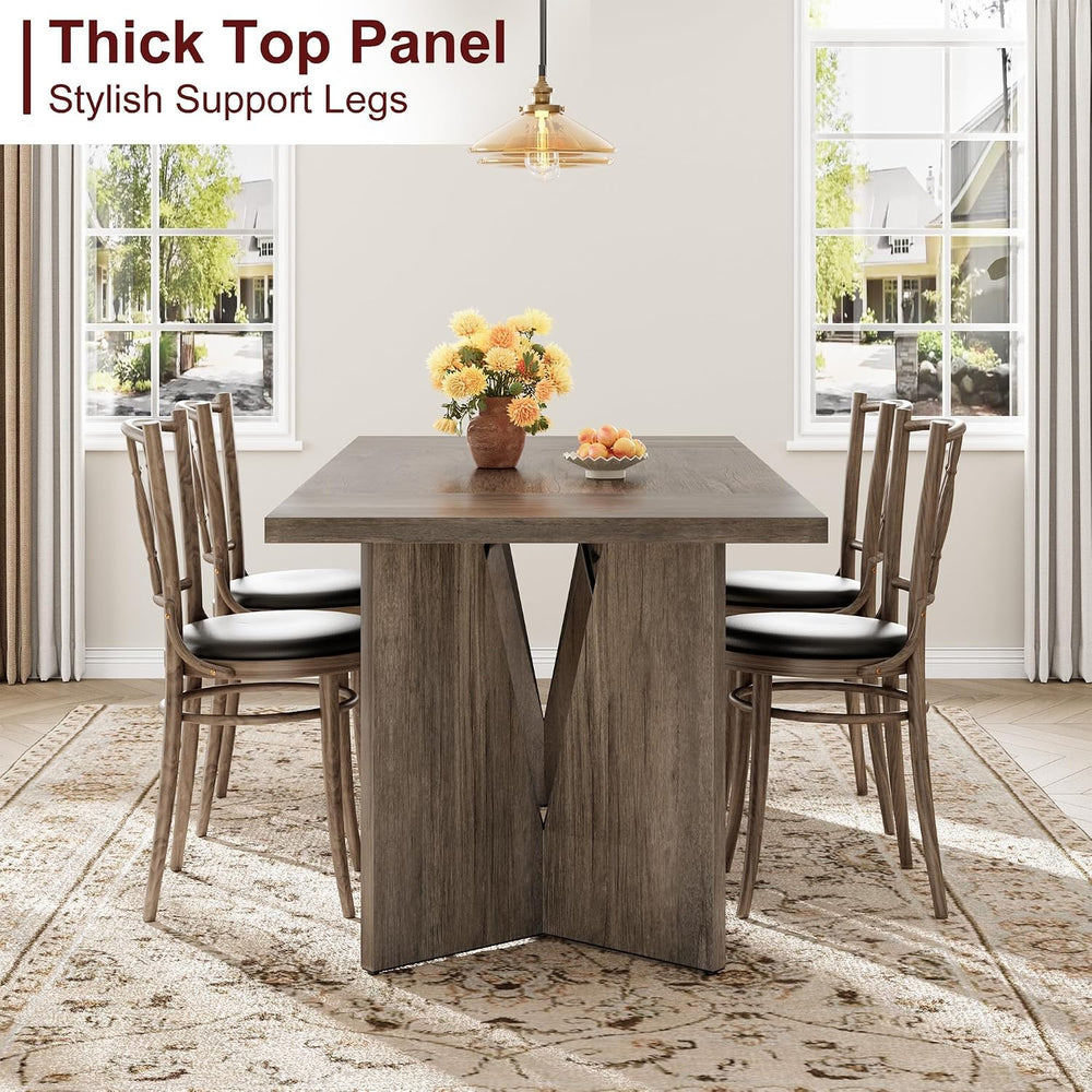 GarveeHome 70.9'' Rectangular Dining Table for 6-8, Wooden Thickened ...