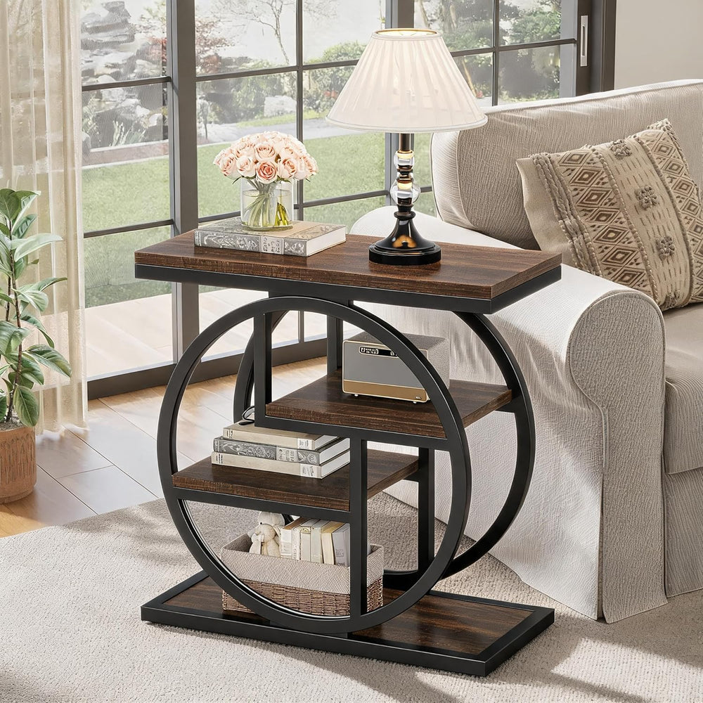 Tribesigns End Table for Living Room, Wooden Narrow Side Table with Storage S...