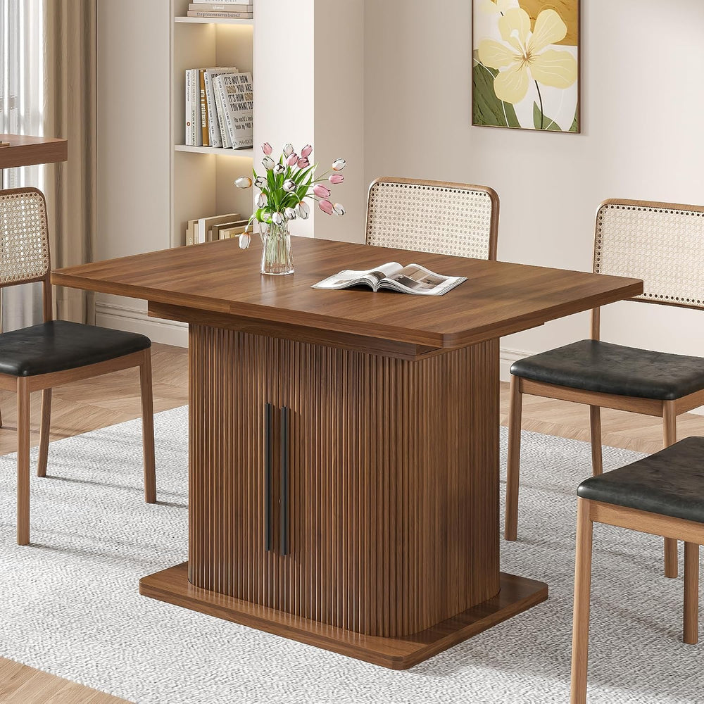 Extendable Dining Room Table for 4-6, 47-65 Inch Rectangle Kitchen Dining Tab...