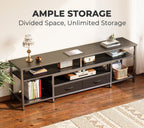Huuger 63 Inch LED TV Stand for 65 70 Inch TV, Entertainment Center with Open Shelves and Power Outlets, TV Console for Living Room, Media Console with Drawers, Black
