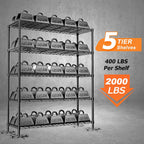 Storage Shelves Heavy Duty, 48" L x 20" W x 72" H Garage Shelving Unit Loads 2000LBS, 5-Tier Adjustable Metal Utility Shelf, Wire Shelf for Kitchen, Laundry Room, Pantry, Warehouse, Basement