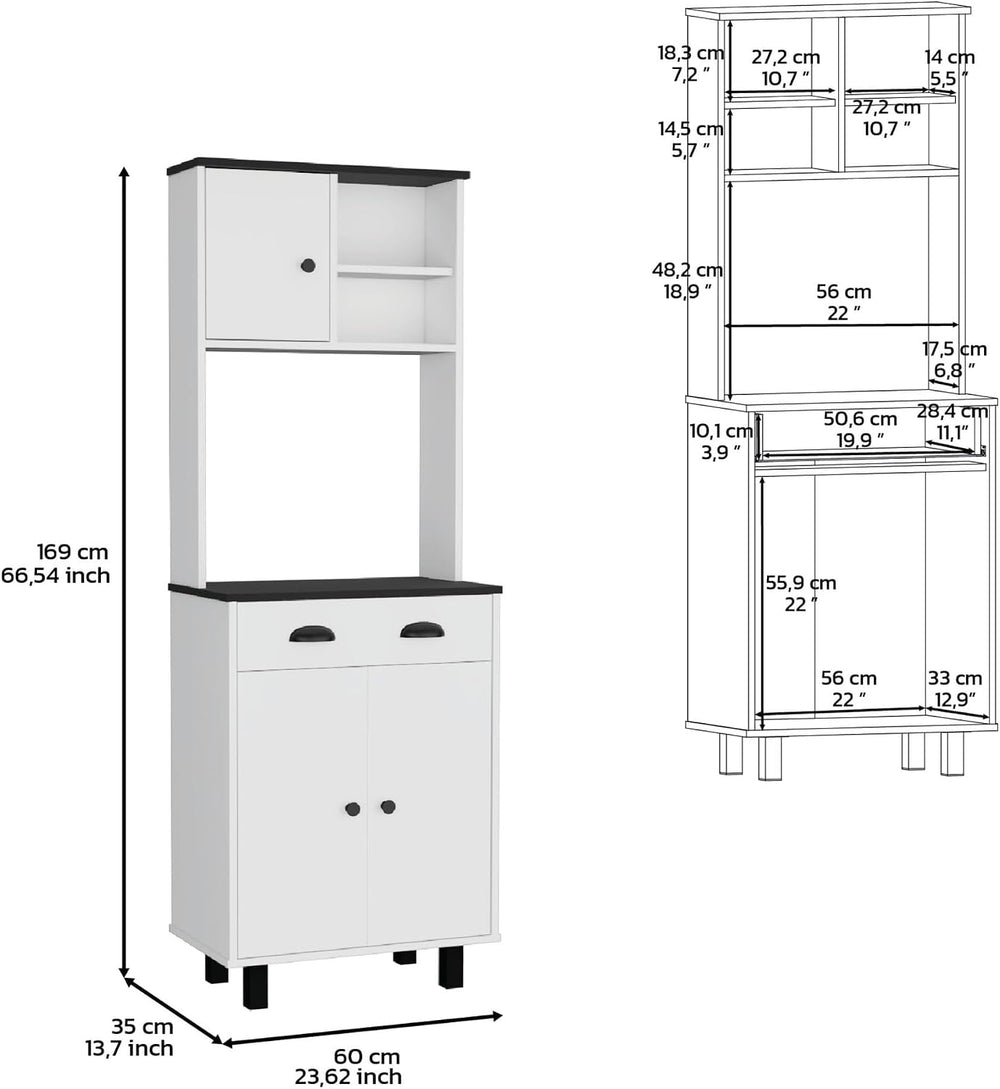 Waco 67" H Kitchen Pantry with Two Cabinets, Two Open Shelves, and One D...