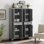Crosley Furniture Tara 2-Piece Pantry Storage Cabinet Set with Shelves, Kitchen, Dining, or Laundry Room, Distressed Gray