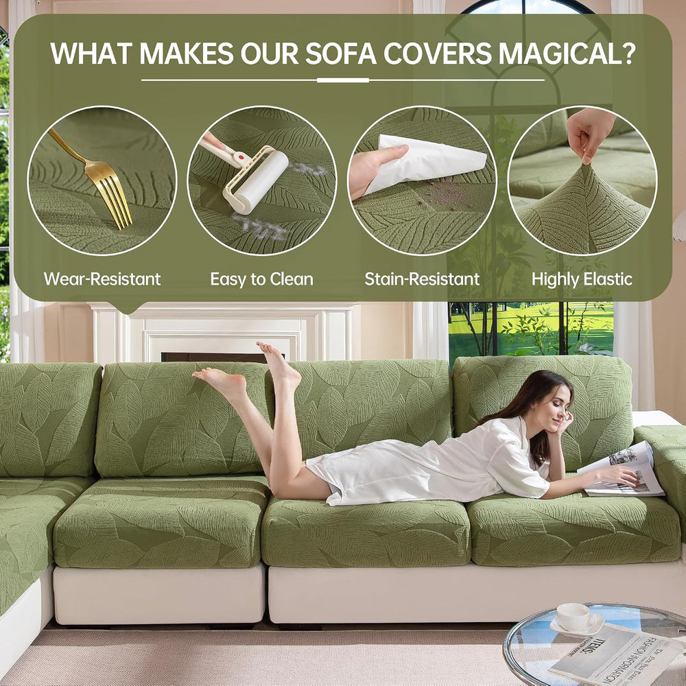 QIANMEW Universal Couch Cushion Covers for Sectional Sofa (1PC Chaise)