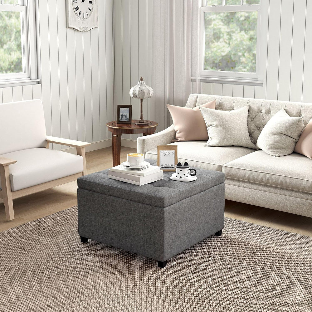 33x28x17inch 450lb Premium Quality Tufted Microfiber Storage Ottoman LiftTop ...