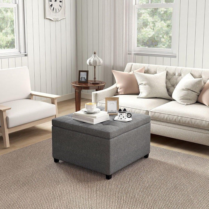 33x28x17inch 450lb Premium Quality Tufted Microfiber Storage Ottoman LiftTop Heavy Duty Metal Hinge Cherry FFor rame Charcoal