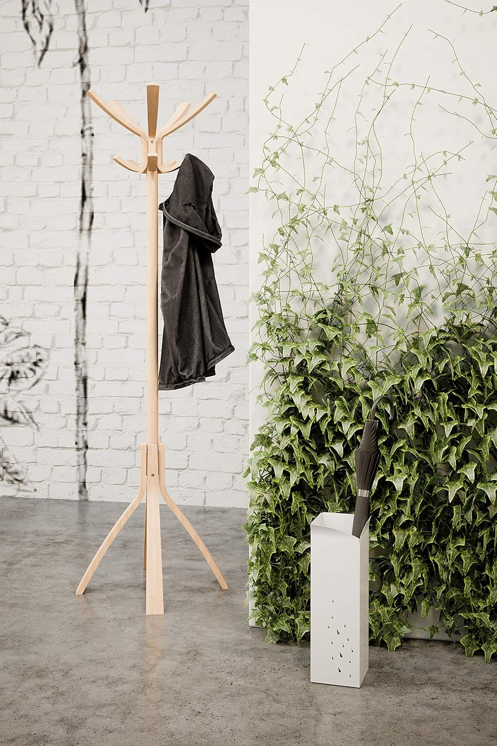 Alba Wooden Floor Coat Stand, Light Brown
