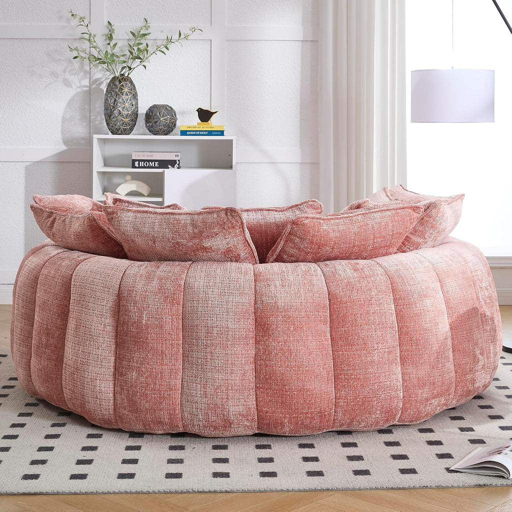 81.1in Extra Wide Round Boneless Sofa, Oversized Round Chaise Lounge Comfy, Upholstered Cloud Chenille Sleeper Lounge Chair with 14 Pillows for Living Room