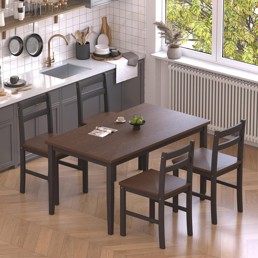 5 Piece Dining Table Set, Solid Wood Dining Table Set for 4, Farmhouse Table ...