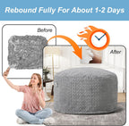 Homguava Bean Bag Chair: 4' Bean Bags with Memory Foam Filled, Large Beanbag Chairs Soft Sofa with Dutch Chevron Plush Cover 4FT(44"×44"×26"),Grey