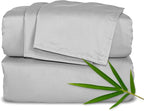 California King Sheets by Pure Bamboo, Genuine 100% Organic Viscose Derived from Bamboo Bed Sheet Set, Soft & Cooling, Double Stitching, Lifetime Quality Promise (California King, Silver Pearl)