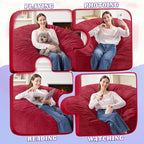 HABUTWAY 4FT Bean Bag Chair,Giant Bean Bag Chairs for Adults,Big Bean Bags with Memory Foam Filled, Large Beanbag Chairs with Soft Corduroy Cover-RED