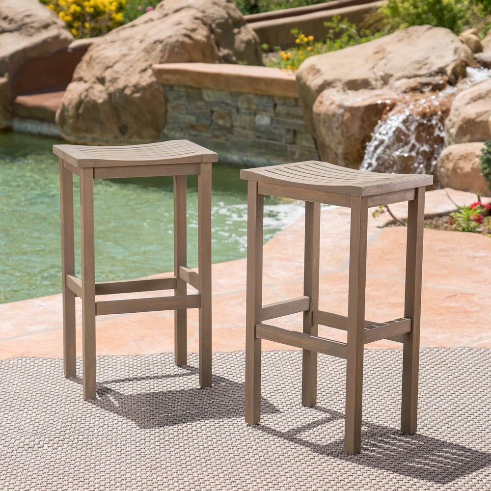 Christopher Knight Home Caribbean Outdoor 30" Acacia Wood Barstools, 2-P...