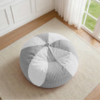 HABUTWAY 2FT Bean Bag Chairs Teardrop Beanbag Chair with Memory Foam Filled Soft Plush Leaf alongside Stripe Faux Fur Washable Cover for Dorm, Bedroom(Plush LGY/WH)