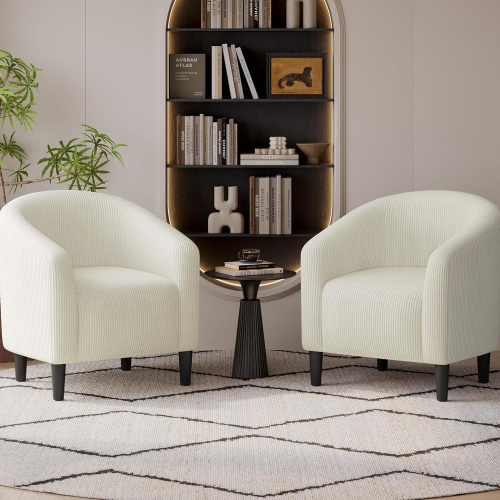 Yaheetech Compact Corduroy Accent Chairs Set of 2 for Small Spaces, Beige