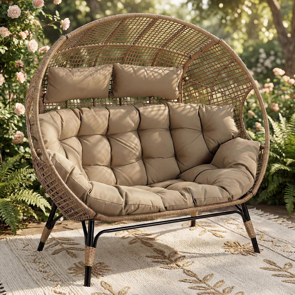 RADIATA 2-Person Double Egg Chair, 57.1" Extra Wide Outdoor Wicker Loves...