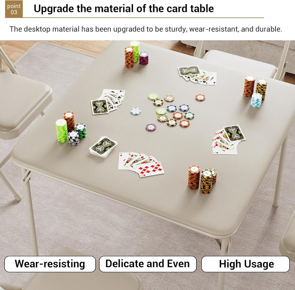 Folding Card Table, 34 Inch Portable Square Game Table with Collapsible Legs,...