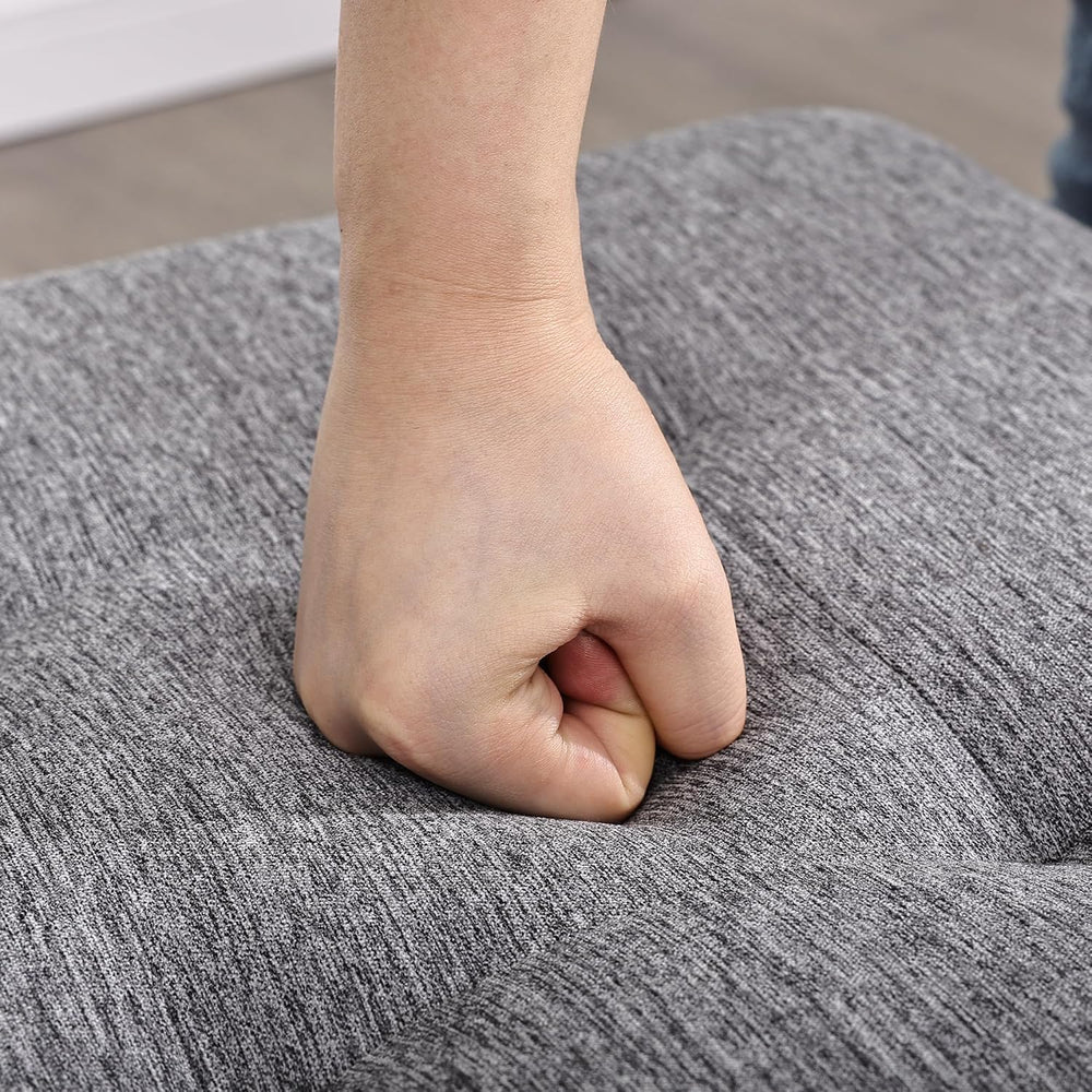 Homebeez 18" Square Storage Ottoman with Wheels, Tufted Linen Cube | Rol...