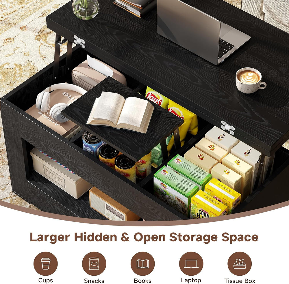 UNIQUITE 40" Lift Top Coffee Table, 4 in 1 Multi-Function Lift Coffee Ta...