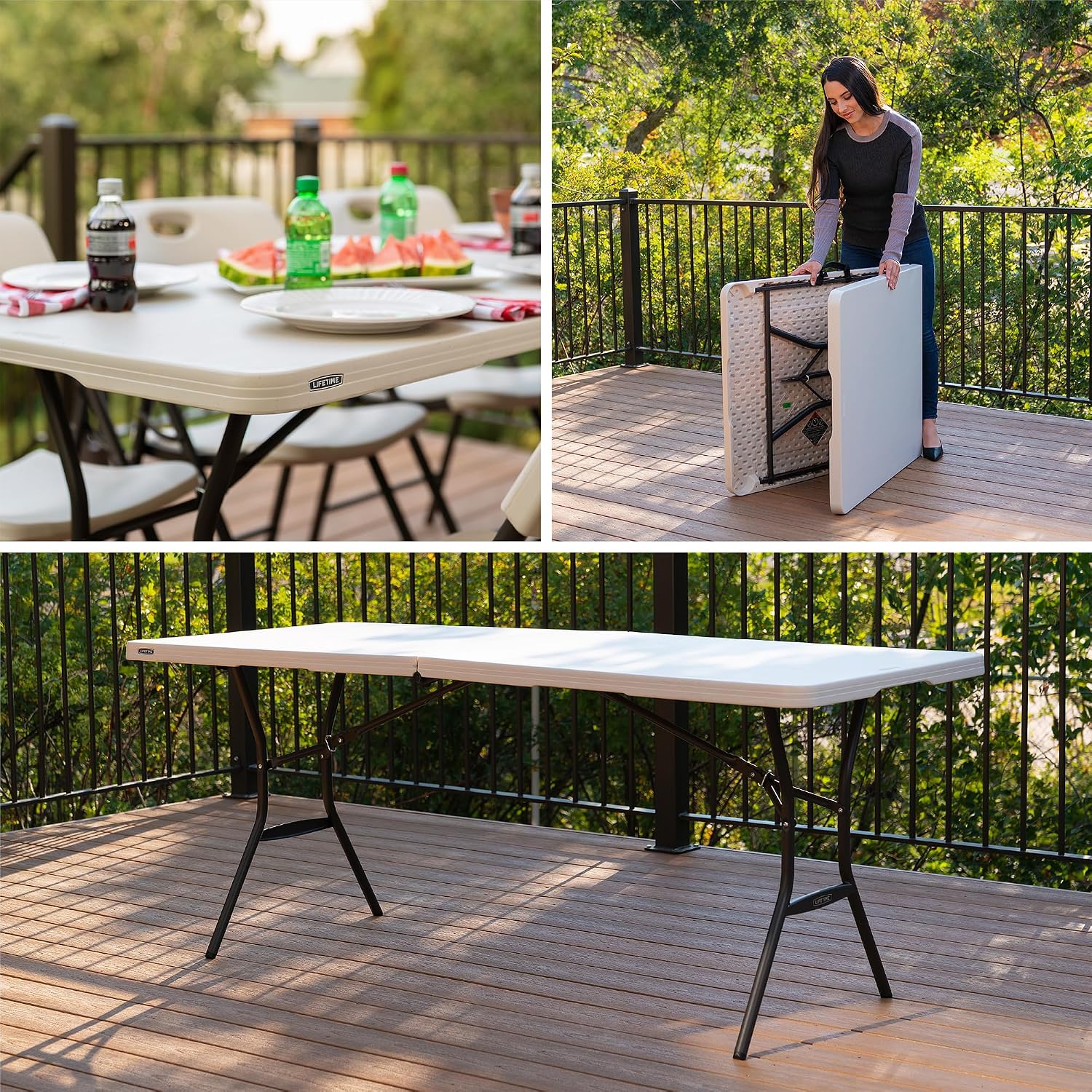 LIFETIME 6-Foot Fold-in-Half Table, Light Commercial Folding Table, Almond