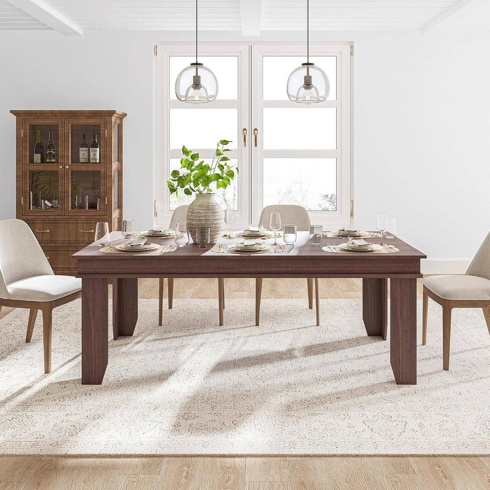 GAOMON Farmhouse Dining Table for 6-8 People, 71" Long Wood Kitchen Tabl...