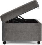 Ball & Cast 45" Sofa Ottoman with Storage, Linen Upholstered Bench with Rotation Casters and Safety Hinge for Living Room, Multi-Function Coffee Table,Charcoal Grey