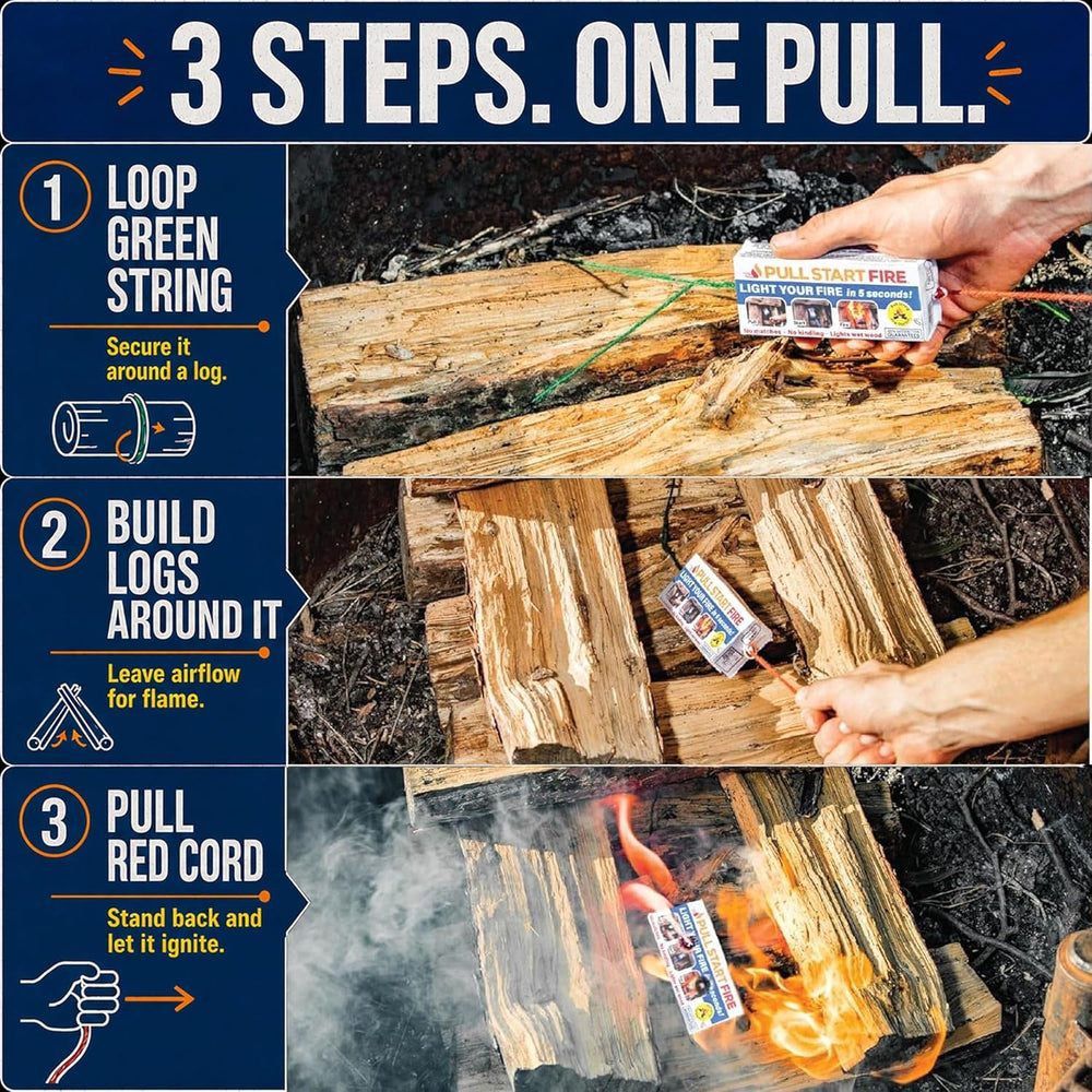Starter, Pull String, No Matches, Lights Wet Wood, 12 Count