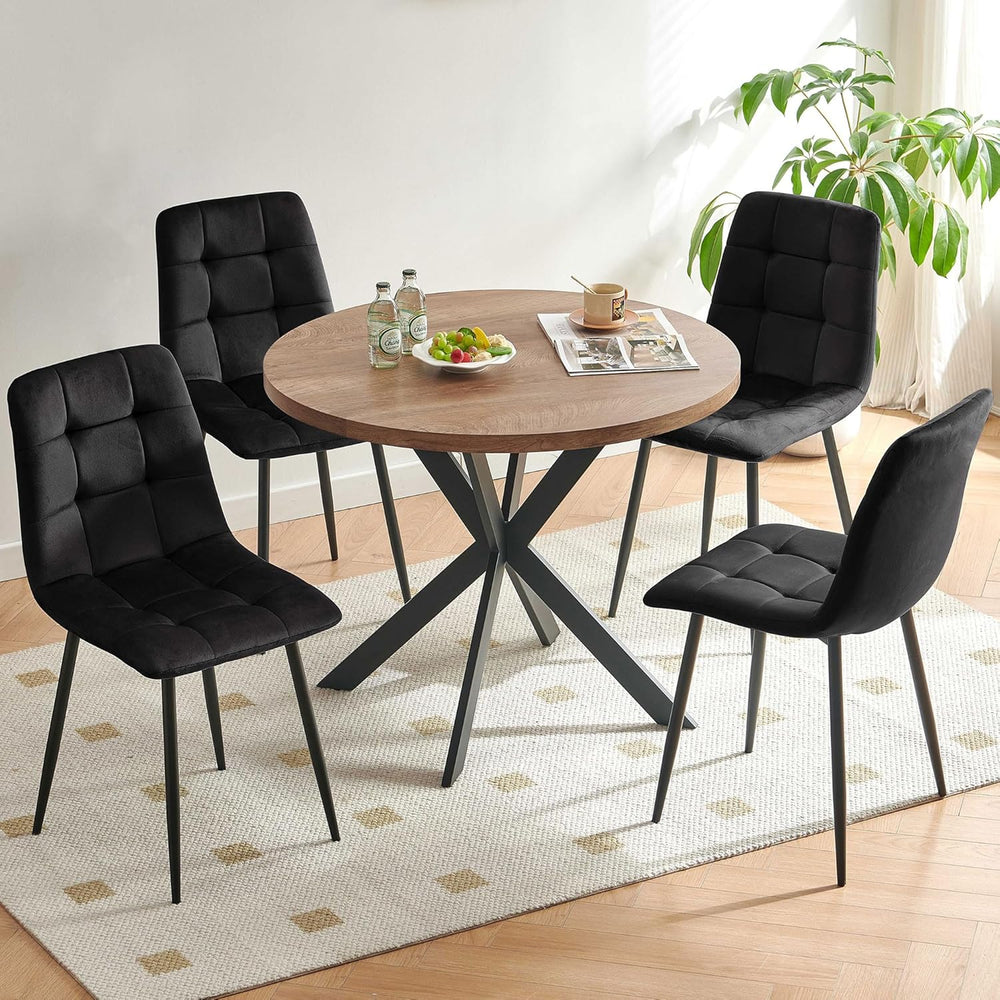 Homedot 37-Inch Round Kitchen Dining Room Table Set for 4, Modern Mid-Century...