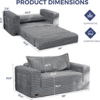 MAXYOYO Convertible Sofa Bed, Pull-Out Loveseat Couch Bed for Small Space | 2 in 1 Folding Couch Bed with Large Back Pillow, Plush Faux Fabric Lounge Couch for Living Room, Apartment, Grey