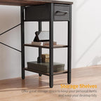 CubiCubi Computer Desk, 35 Inch Small Home Office Workstation with Drawer Storage Shelves for Small Space, Writing Study Desk, Rustic Brown