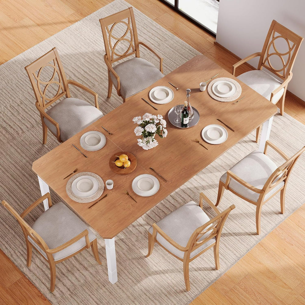 IDEALHOUSE 79" Dining Table for 6-8 People, Modern Rectangular Kitchen T...