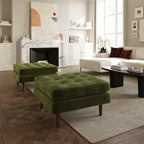 Poly and Bark Napa Velvet Ottoman in Distressed Green