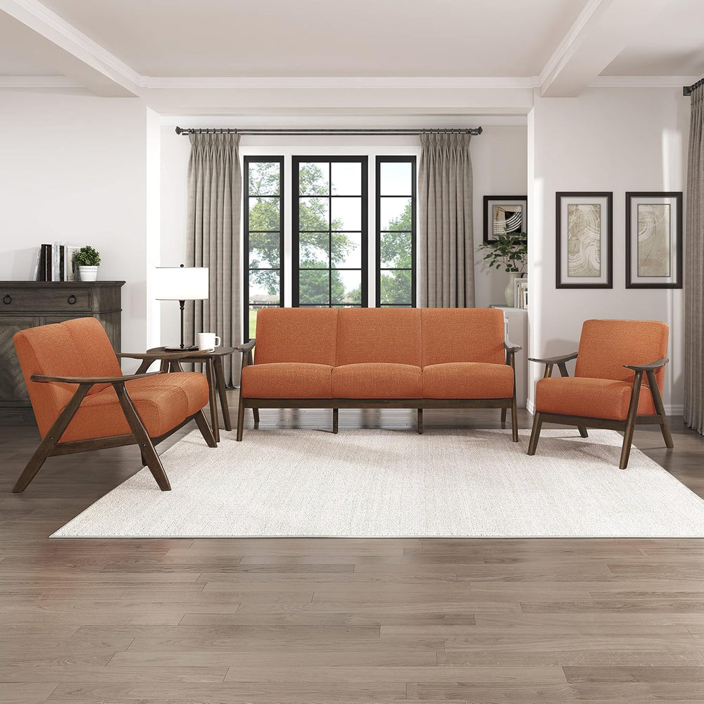 Lexicon Mid Century Modern Accent Chair with Solid Wood Frame in Walnut Finis...